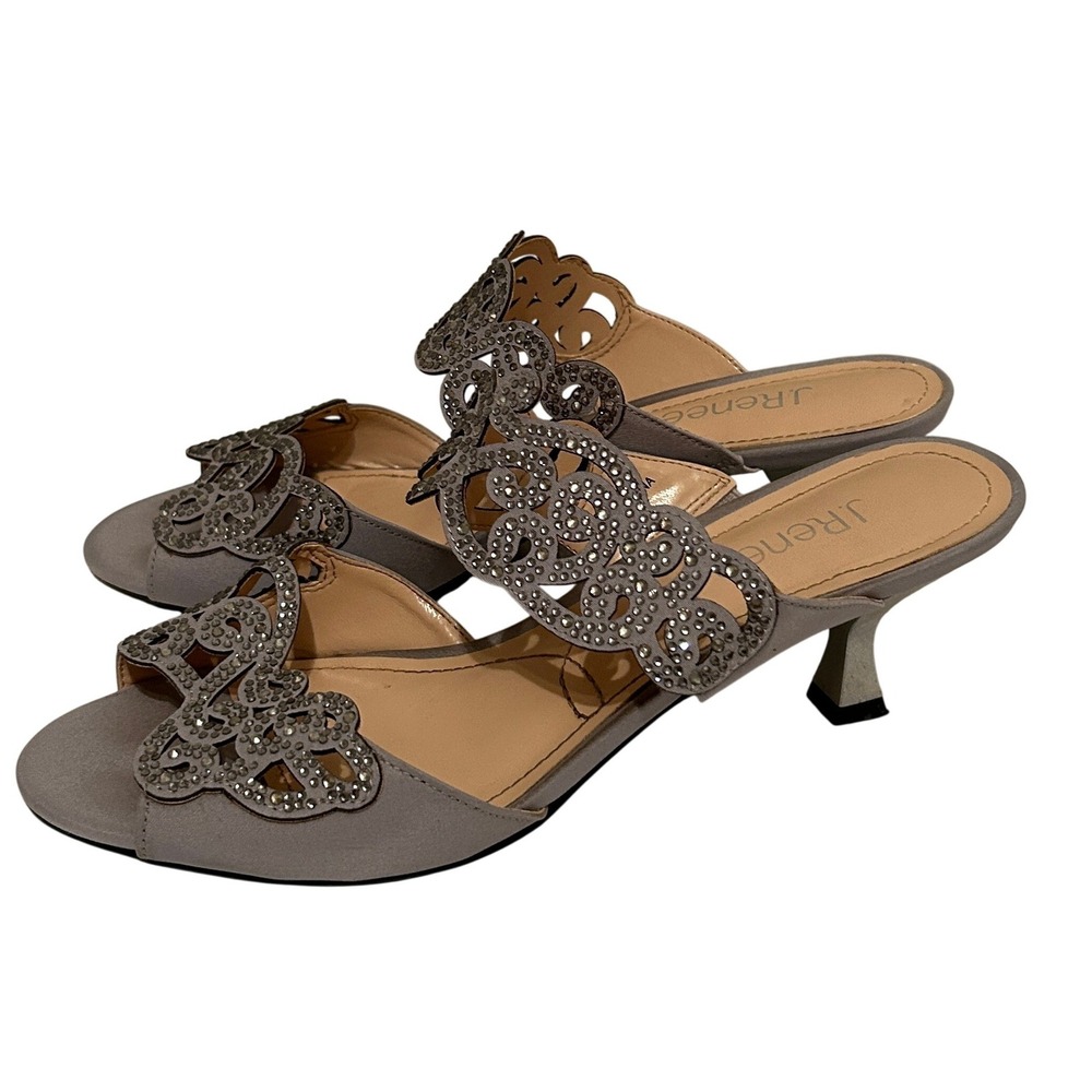 J. Renee Francie Silver Rhinestone Slide Sandal Women 8.5W - Picture 2 of 9
